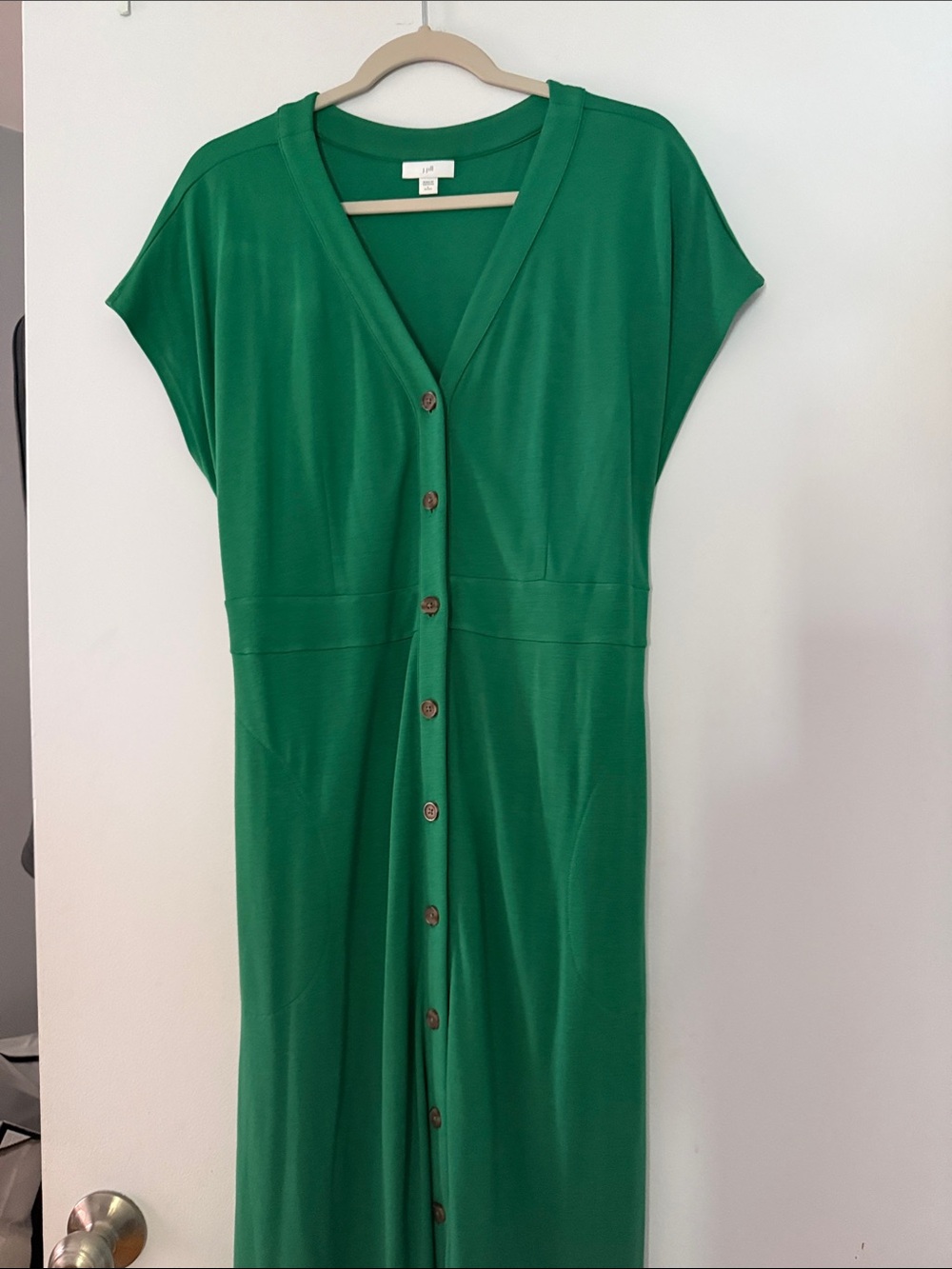 J. Jill Emerald Green Button-Front Maxi Dress with tie for front or back